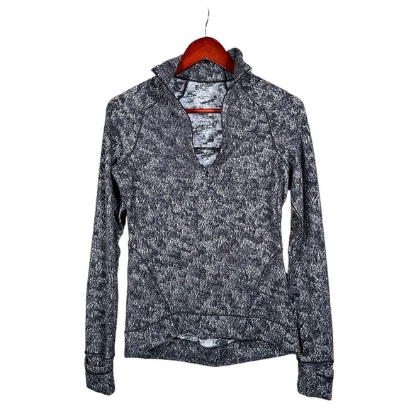 LULULEMON Outrun the Elements 1/2 Zip Pullover in Misted Jacquard Black White - Picture 7 of 15